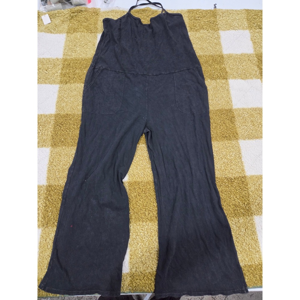 Beyond Yoga Washed Black Wide Leg Jumpsuit DD6154 WSHBK XL NEW